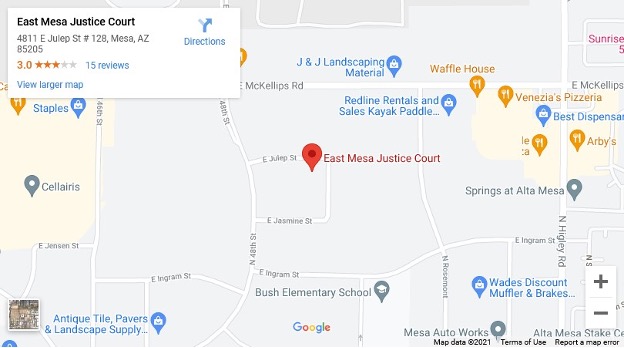 Map of East Mesa Justice Court